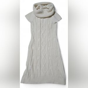 JESSICA SIMPSON OFF WHITE COWL NECK CABLE KNIT SWEATER DRESS SIZE MEDIUM